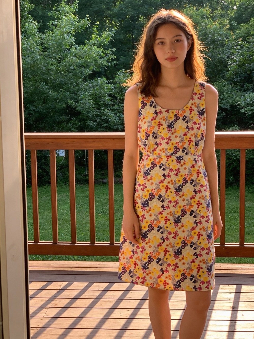 Tommy Hilfiger Yellow Floral Scoop-Neck Midi Dress